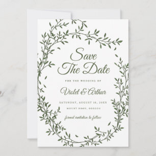 Invitation Sage Botanical Wreath Wedding Enregistrer La Date