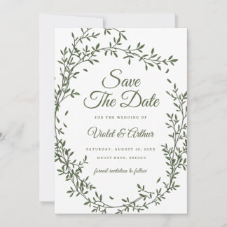 Invitation Sage Botanical Wreath Wedding Enregistrer La Date