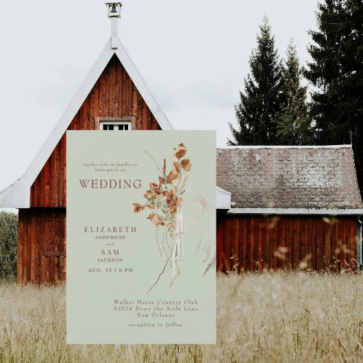 Invitation Sage botanique désagréable Pas de parents Mariage