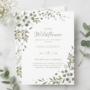 Invitation Sage Botanique Fleurs Sauvages Baby Shower
