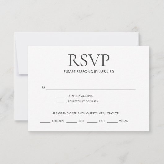 Invitation Sage botanique Vert Mariage choix de repas RSVP (Dos)