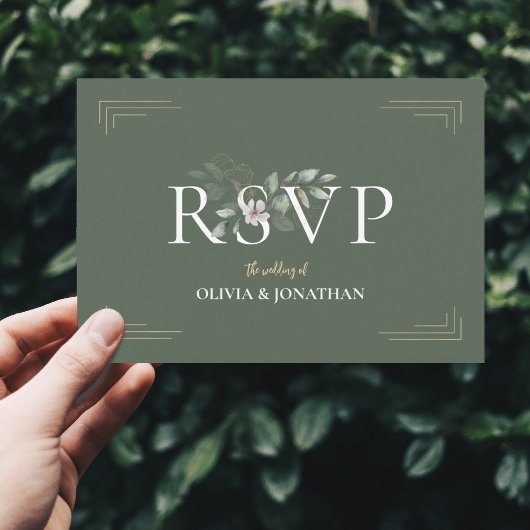 Invitation Sage botanique Vert Mariage choix de repas RSVP