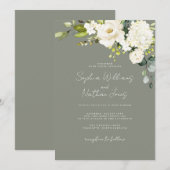 Invitation Sage Champagne Floral Mariage  (Devant / Derrière)