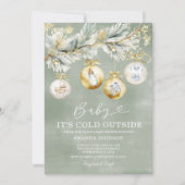 Invitation Sage Cold à l'extérieur du Baby shower de Noël des (Devant)