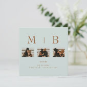 Invitation Sage Collage Photo Mariage QR Code Enregistrer la  (Debout devant)