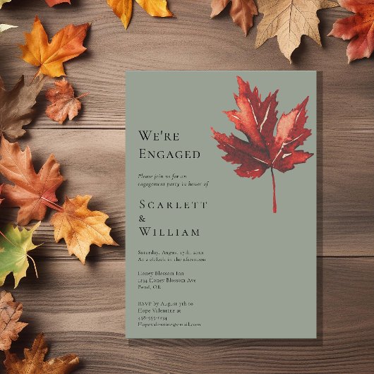 Invitation Sage d'automne minimal simple Vert Nous sommes eng