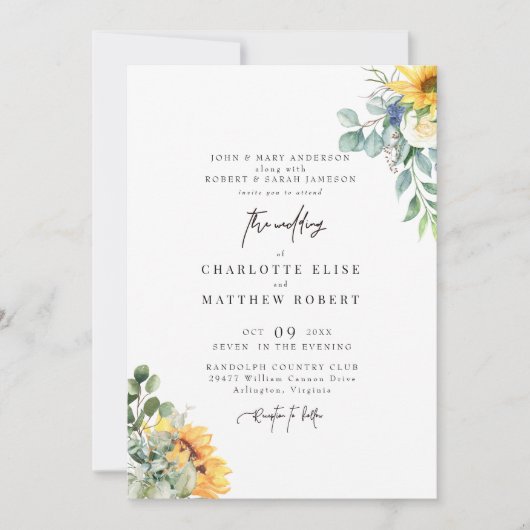 Invitation Sage de feuillage moderne Les deux définit le Mari (Devant)