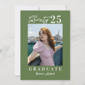 Invitation Sage de script moderne Green Photo Graduation Part (Devant)