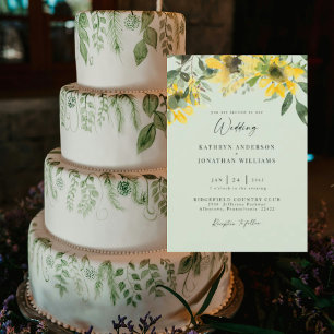 Invitation Sage de tournesol Mariage élégant Pas de parents