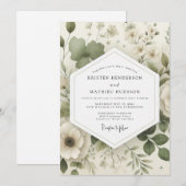 Invitation Sage Delicate Bloom Wedding (Devant / Derrière)