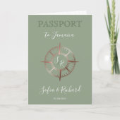 Invitation Sage Destination Passport Rose Gold Compass (Devant)