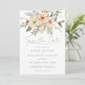 Invitation Sage d'hiver Vert Noël Floral Économisez La Date (Debout devant)