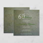 Invitation Sage doré contemporain personnalisable Anniversair (Devant / Derrière)