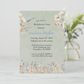 Invitation Sage Dusty Blue Fleurs sauvages Bachelorette Party (Debout devant)