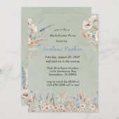 Invitation Sage Dusty Blue Fleurs sauvages Bachelorette Party (Devant / Derrière)