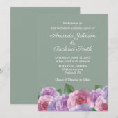 Invitation Sage Dusty rose violet Mariage Floral (Devant / Derrière)