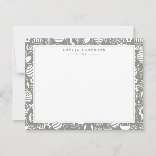 Invitation Sage Easter Egg Frame Note Card (Devant)