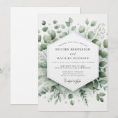 Invitation Sage Elegant Greenery Wedding (Devant / Derrière)