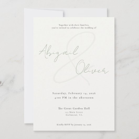 Invitation Sage Elegant & Minimal | Modern & Simple Wedding (Devant)
