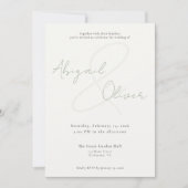 Invitation Sage Élégant & Minimaliste | Mariage Moderne & Sim (Devant)