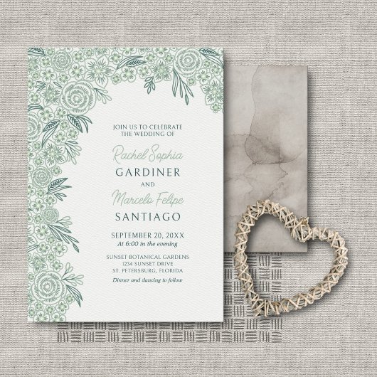 Invitation Sage Emerald Green Arch Mariage