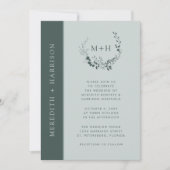 Invitation Sage Emerald Monogram QR Code Mariage (Devant)