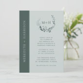 Invitation Sage Emerald Monogram QR Code Mariage (Debout devant)