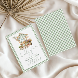 Invitation Sage En vichy Baby shower Du Marché Cultivé Locale