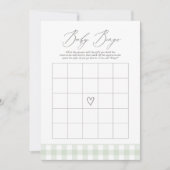 Invitation Sage En vichy Baby shower Jeu de Bingo (Devant)