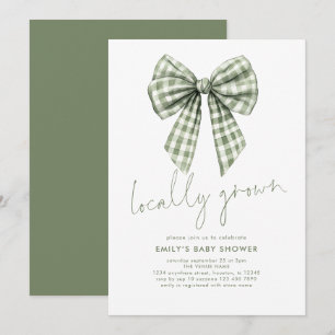 Invitation Sage En vichy Coquette Baby shower cultivé localem