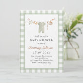 Invitation Sage En vichy mignon Boho Baby shower de vêtements (Debout devant)