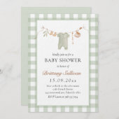 Invitation Sage En vichy mignon Boho Baby shower de vêtements (Devant / Derrière)