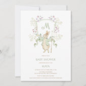 Invitation Sage En vichy Peter le Baby shower Monogramme Rabb (Devant)