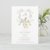Invitation Sage En vichy Peter le Baby shower Monogramme Rabb (Debout devant)