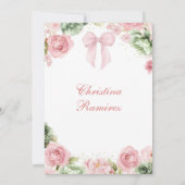 Invitation Sage et Blush Pink Coquette Bow Fairytale Castle (Dos)