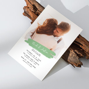 Invitation Sage et brosse modernes : Mariage personnalisé