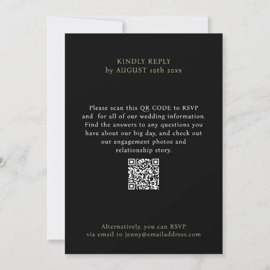 Invitation Sage Et Cerises Rouges Élégants Et Mariage Code QR (Dos)
