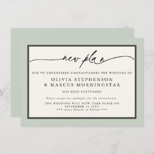 Invitation Sage et ivoire - Nouveau plan Moderne Reporté Évén