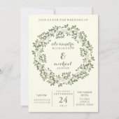 Invitation Sage et ivoire Rustique Mariage de la couronne bot (Devant)