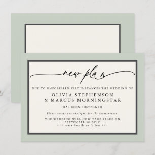 Invitation Sage et Ivory - Nouvel Événement Moderne Reporté