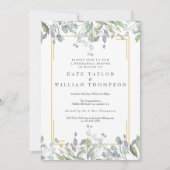 Invitation Sage et Lilac Aquarelle Dîner de répétition floral (Devant)