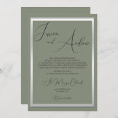 Invitation Sage et Mariage argenté sophistiqués (Devant / Derrière)