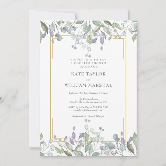 Invitation Sage et mariage floral de lilas couples Shower (Devant)