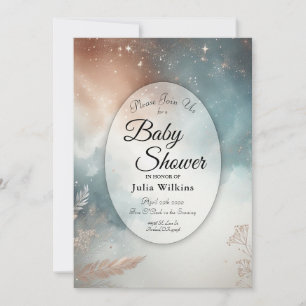 Invitation Sage et Terracotta Stardust Baby shower Ciel