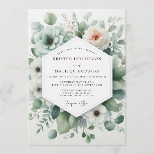 Invitation Sage Ethereal Anemone Wedding (Devant)