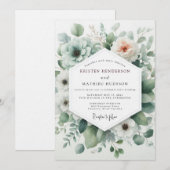 Invitation Sage Ethereal Anemone Wedding (Devant / Derrière)