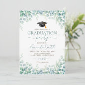 Invitation Sage Eucalyptus Border Graduation Invite (Debout devant)