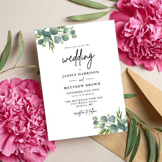 Invitation Sage Eucalyptus Woodland Mariage