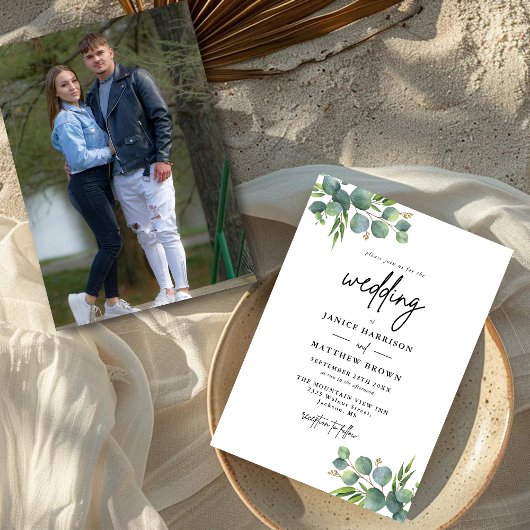 Invitation Sage Eucalyptus Woodland Mariage photo