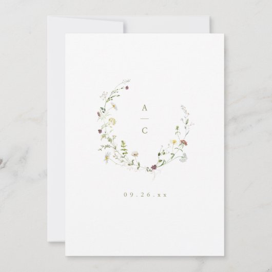 Invitation Sage Fleur sauvage Rustic Boho Mariage Détails car (Dos)